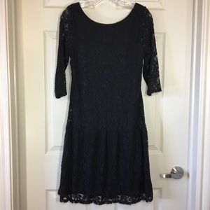 Merona | Black Lace Overlay Dress LBD